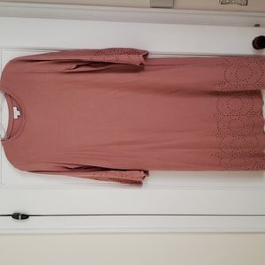 J. JILL scalloped eyelet edge t-shirt shift dress Size M